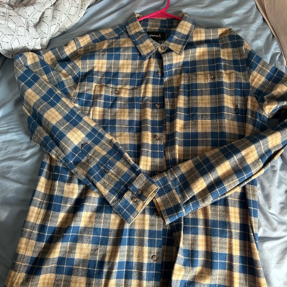 Diamond Supply Co. Blue and Tan Checkered Shirt